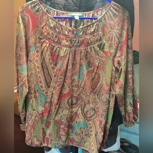Lauren Ralph Lauren Paisley Scoop neck boho top, size M